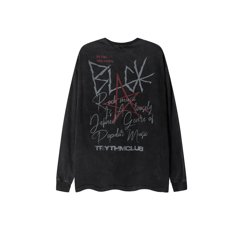 High Street Letter Printing Loose Crewneck Sweatshirt-1