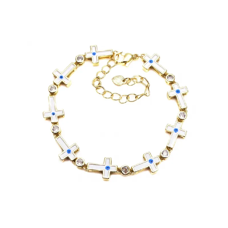 Hip Hop Cross Devil Eye Zircon Bracelet Cubac-3