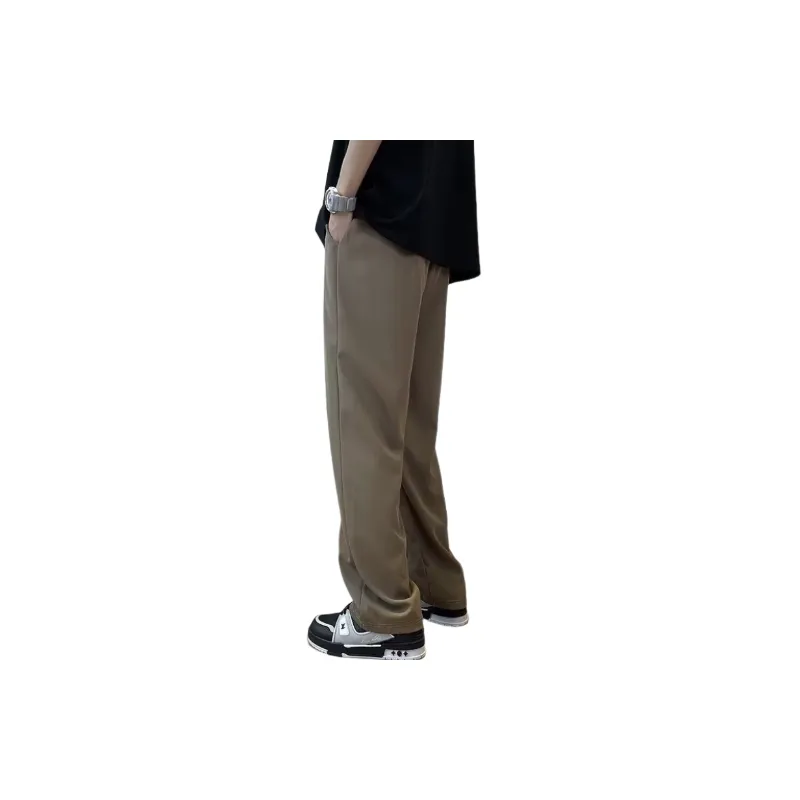 Simple Plain Polyester Casual Pants-1