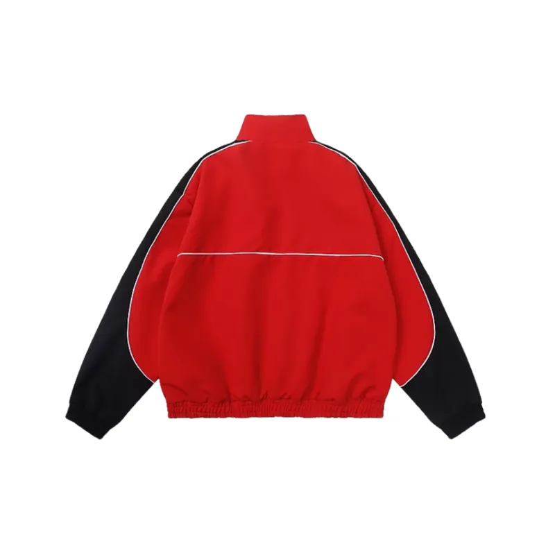 Colorblock Star Pattern Stand Collar Casual Jacket-1