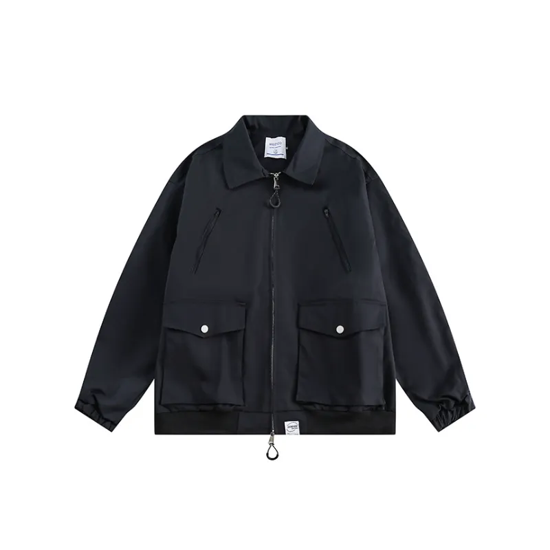 Solid Color Three dimensional Pocket Decorative Lapel Jacket-0