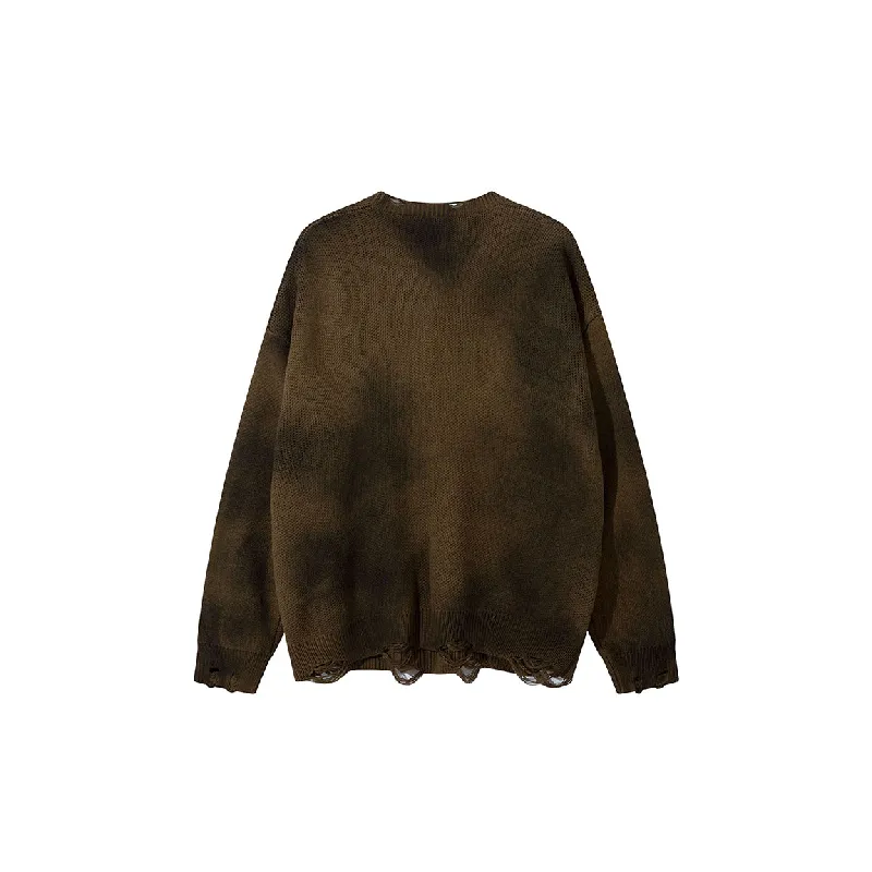 Street Tie Dye Butterfly Loose Cotton Blended Fabric Sweater-6
