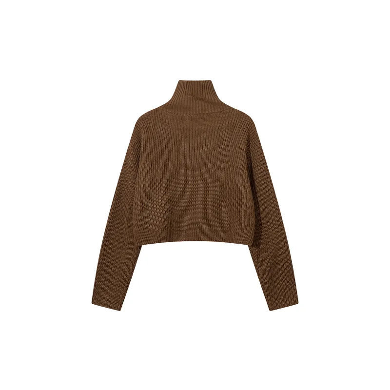 Street Zipper Acrylic Fibres Sweater Women-1
