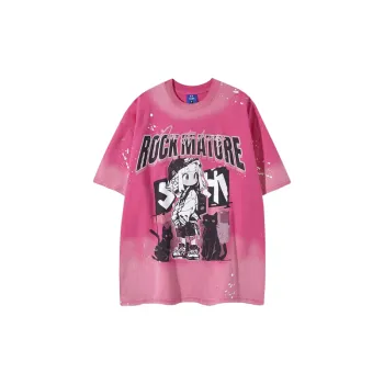 Fashionable Print Cotton Blended Fabric T Shirt