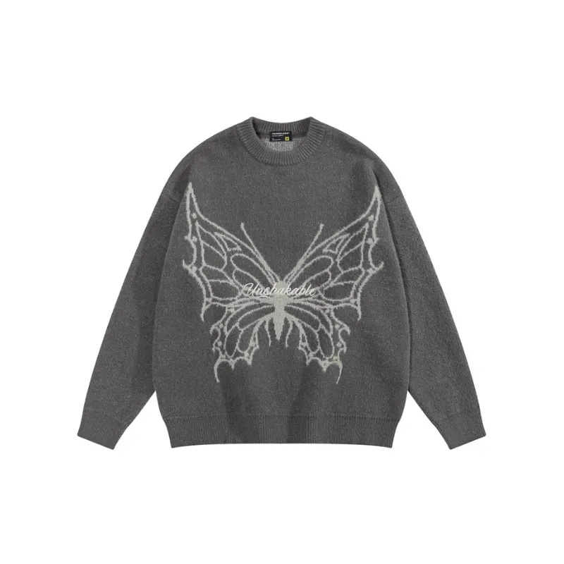 New Arrival High Street Butterfly Printed Round Neck Loose Hoodie-0