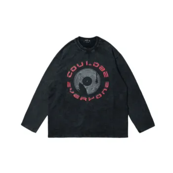 Old Hip Hop Cotton Retro Fingerprint Pullover Round Neck shirt