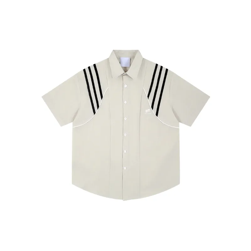 Casual Contrast Color Polyester Shirt-2