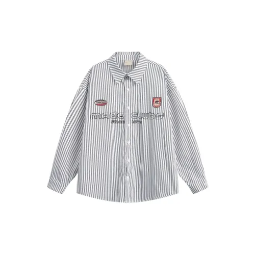 Simple Striped Cotton Blended Fabric Shirt