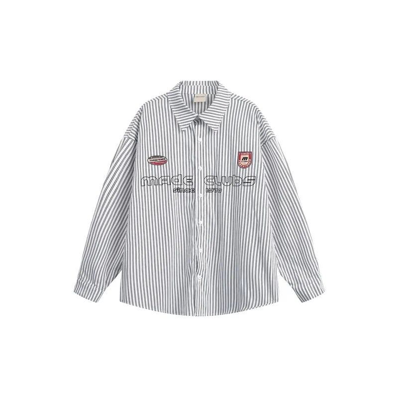 Simple Striped Cotton Blended Fabric Shirt-2