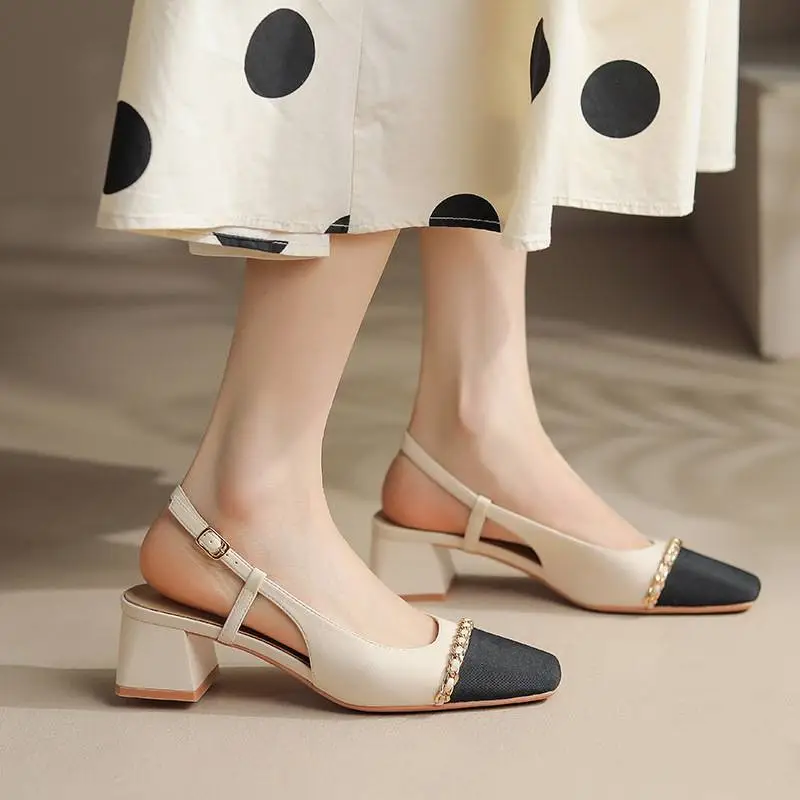 Elegant Contrast Color Mary Jane Shoes-2