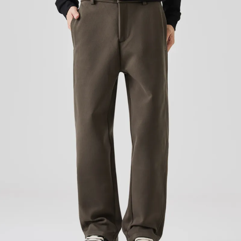 Loose Straight Leg Blended Synthetic Fabrics Casual Pants-4