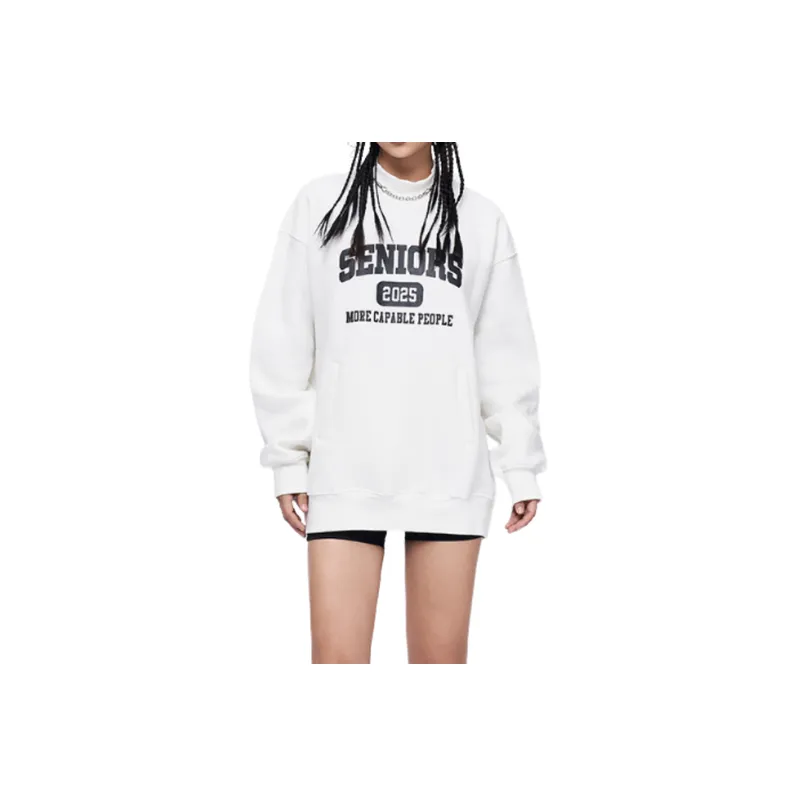 Printed High Neck Loose Crewneck Sweatshirt-2