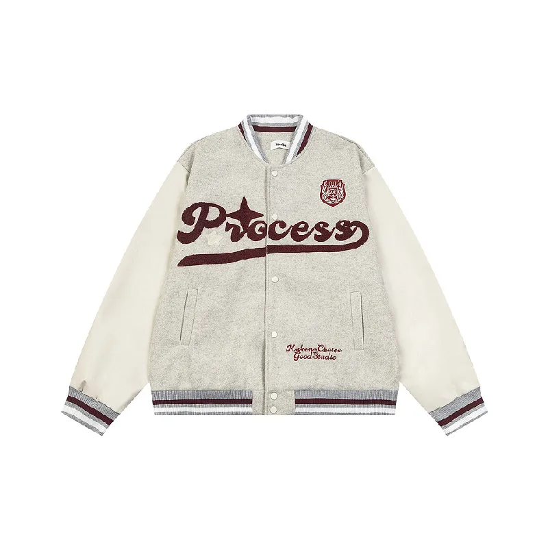 Retro Embroidery Loose Baseball Jersey-2