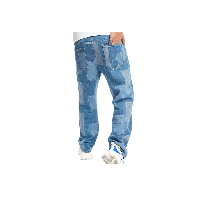 Loose Patched Elastic Jeans-1