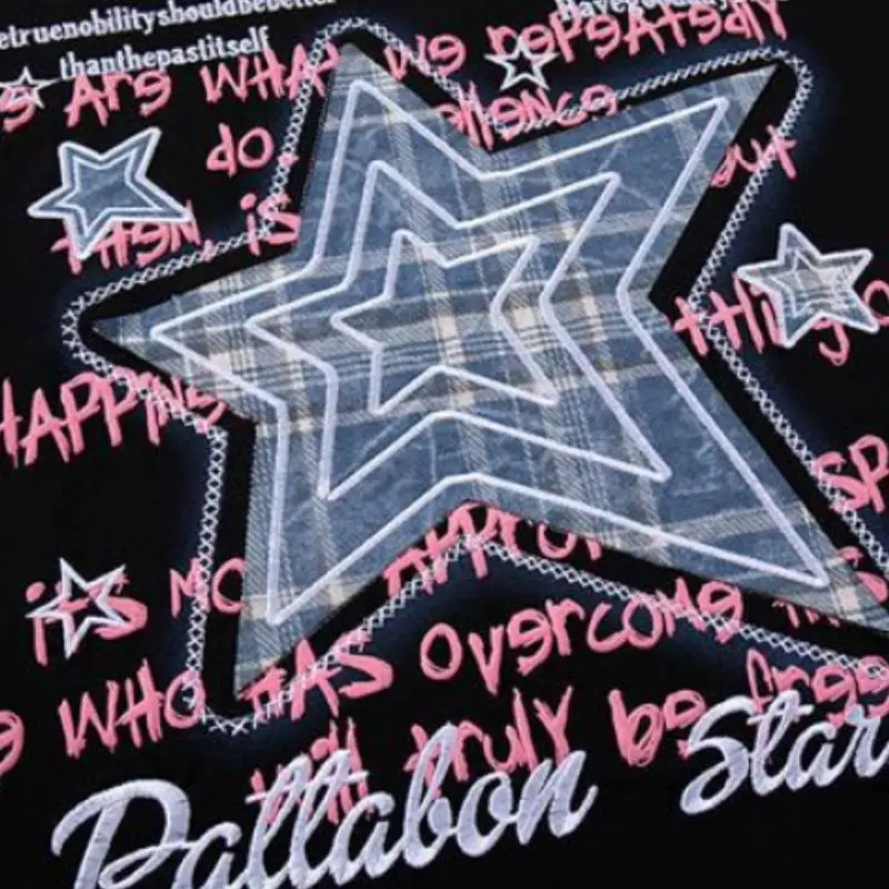 Street Embroidery Cotton T Shirt Unisex-6