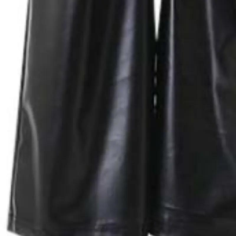 Casual Simple  PU Leather Pants Women-5