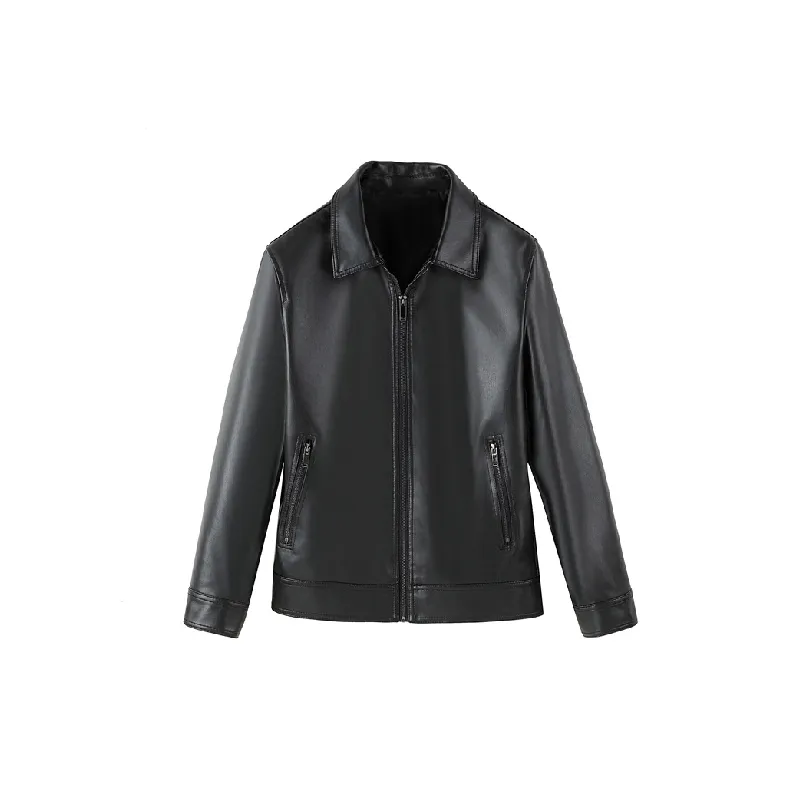 Business Simple Artificial Leather Jacket