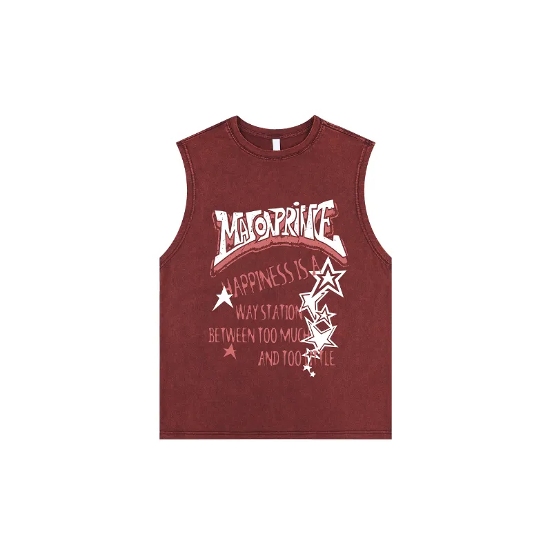 Retro Loose Letter Sleeveless Vest-4