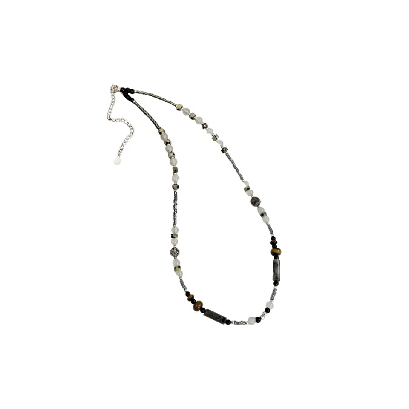 Sterling Silver Natural Stone Beaded Necklace