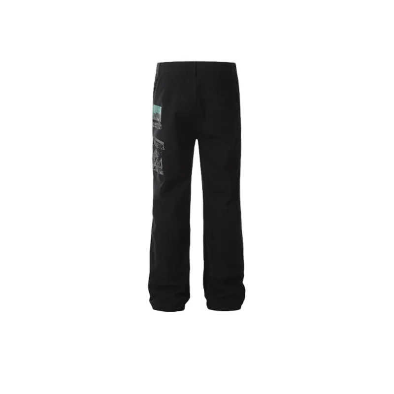 Punk Band Print Splice Wide Leg Pants-1
