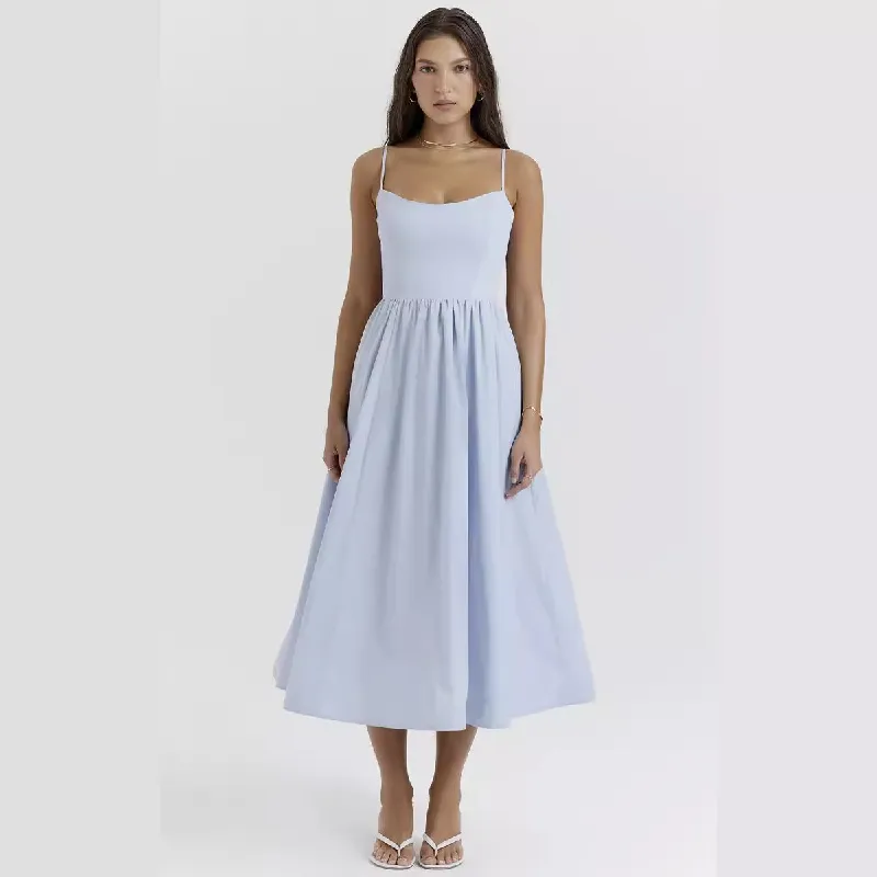 Sexy Plain Polyester Dress Women-9