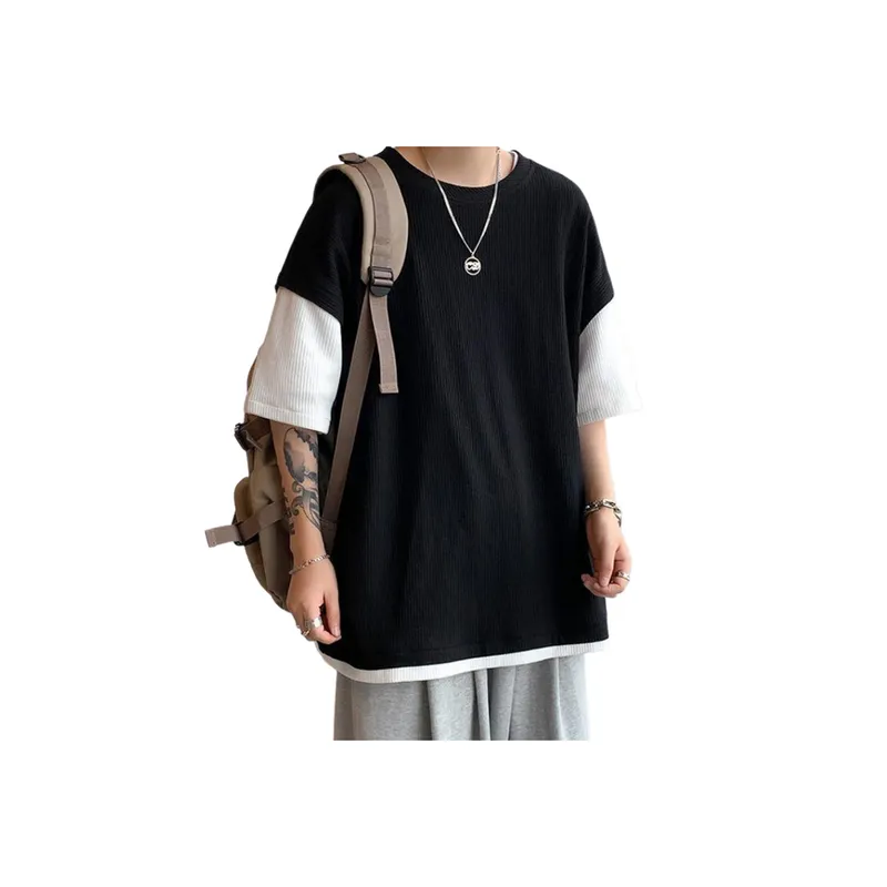 Trendy Fake Two Piece Half Sleeved T Shirt-3