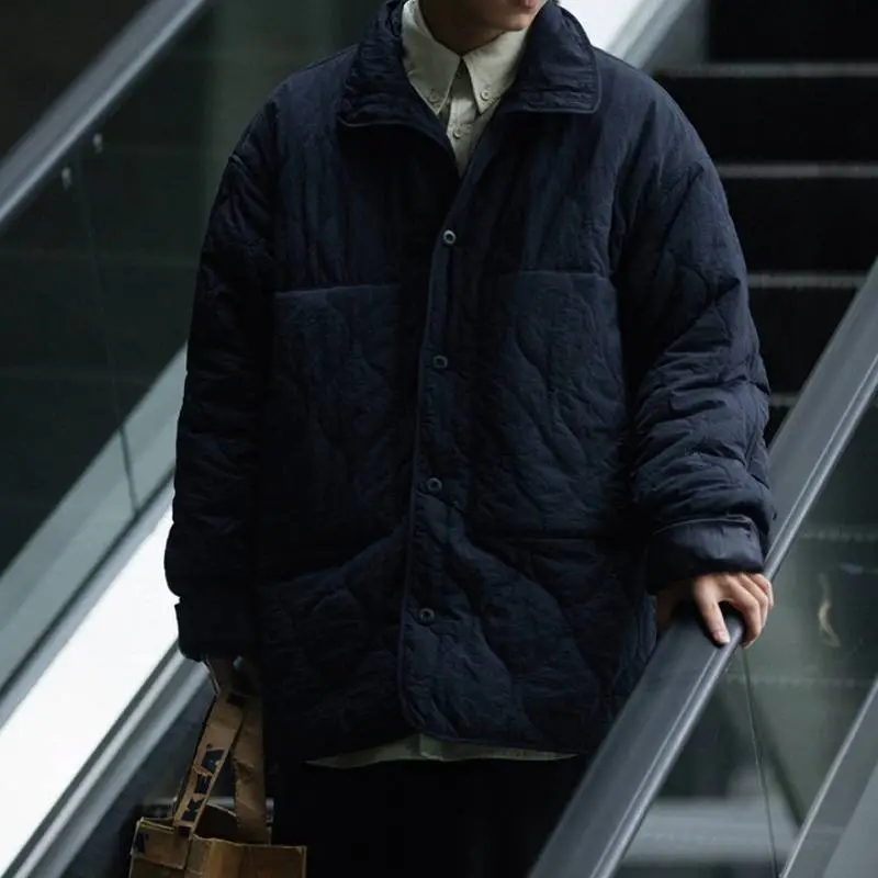 Street Loose Blended Synthetic Fabrics Quilted Jacket-8