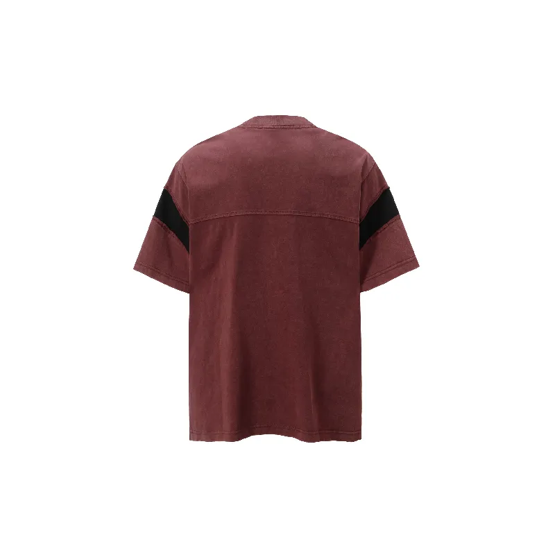 Casual Contrast Color 100% Cotton T Shirt-1