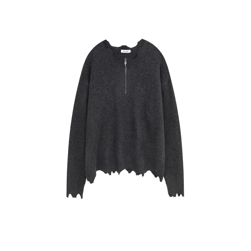 New Arrival Urban Creative Half Zip Knitted Sweater-0