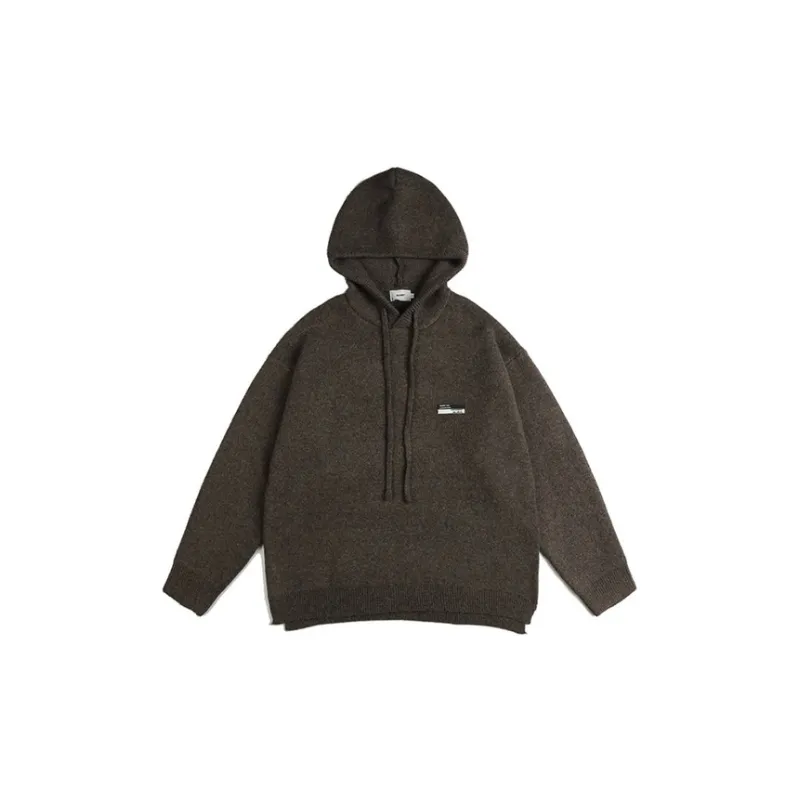 Solid Color Basic Hooded Pullover Retro Knitted Sweater-6