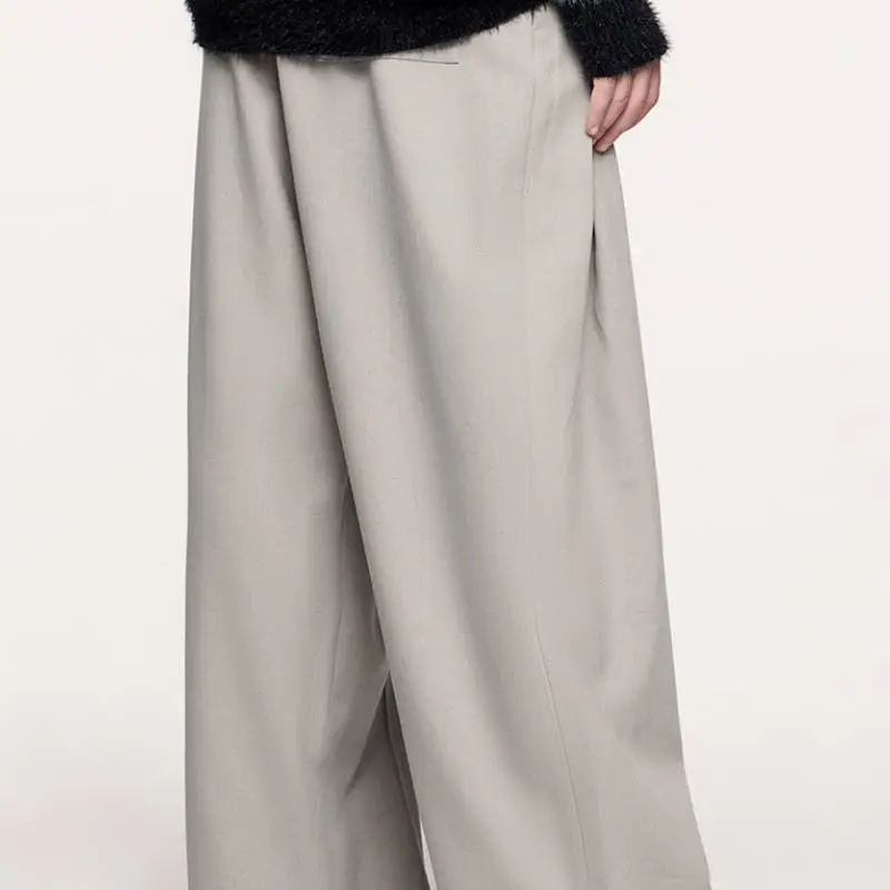 Casual Loose Blended Synthetic Fabrics Suit Trousers-7