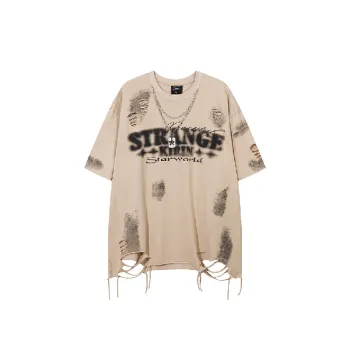 Simple Ripped Cotton T Shirt