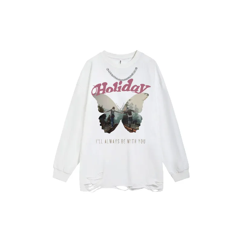 Casual Butterfly Loose T Shirt-0