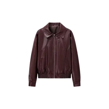 Fashionable Casual Acetate Leather Jacket Women