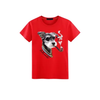 Funny Dog Print Round Neck T Shirt