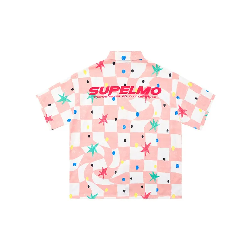 Checkerboard Print Loose T Shirt-1
