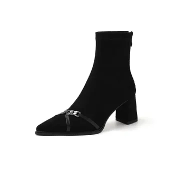 Simple Metal Ankle Boots