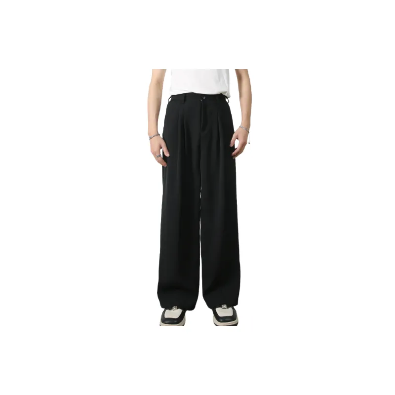 Casual Loose Blended Synthetic Fabrics Suit Trousers-11