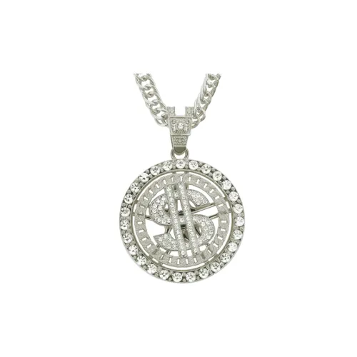 Hip Hop Trendy Necklace Diamond encrusted Dollar Rotating Pendant Necklace