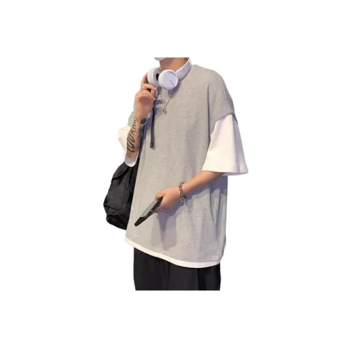 Trendy Fake Two Piece sweater Sleeved T Shirt