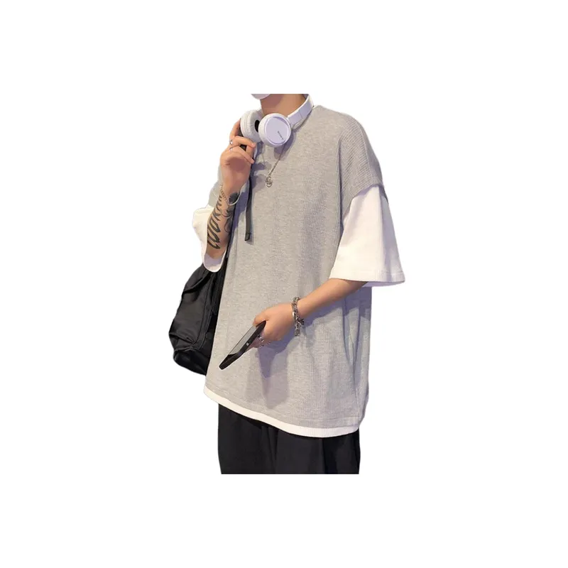Trendy Fake Two Piece Half Sleeved T Shirt-0