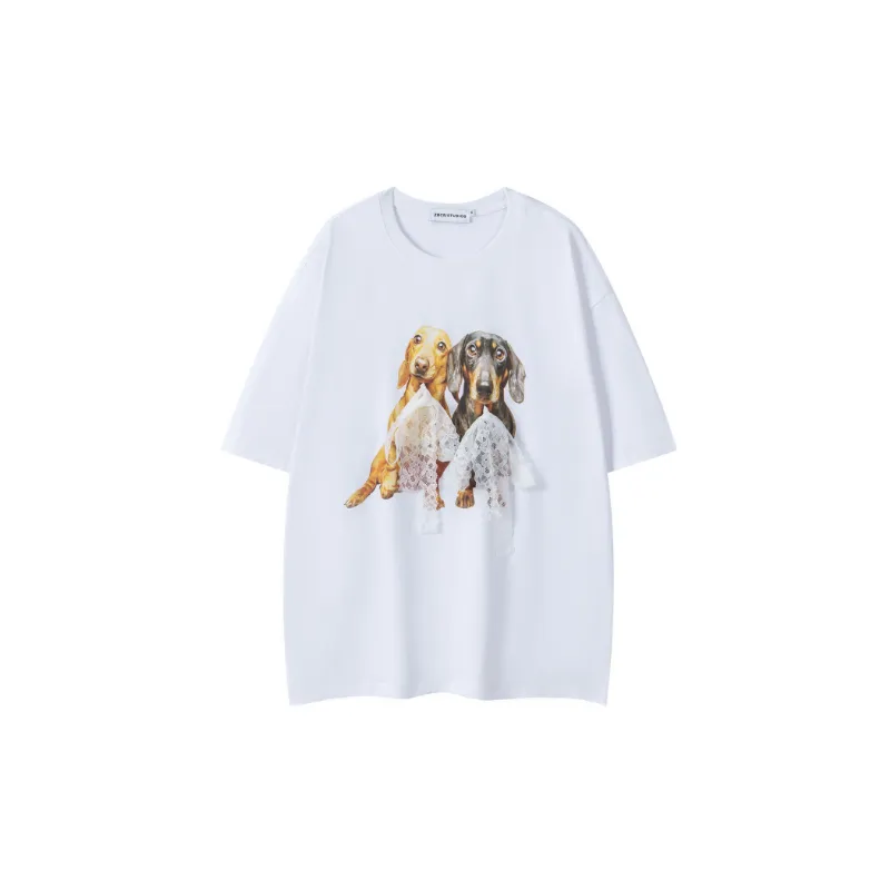 Retro Cute Cotton T Shirt Unisex-0
