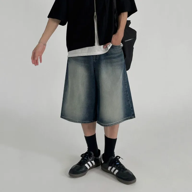 Casual Plain Denim Shorts-2