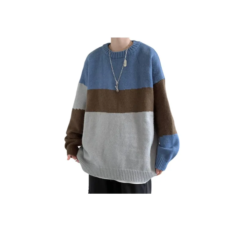Casual Contrast Color Loose Sweater-0