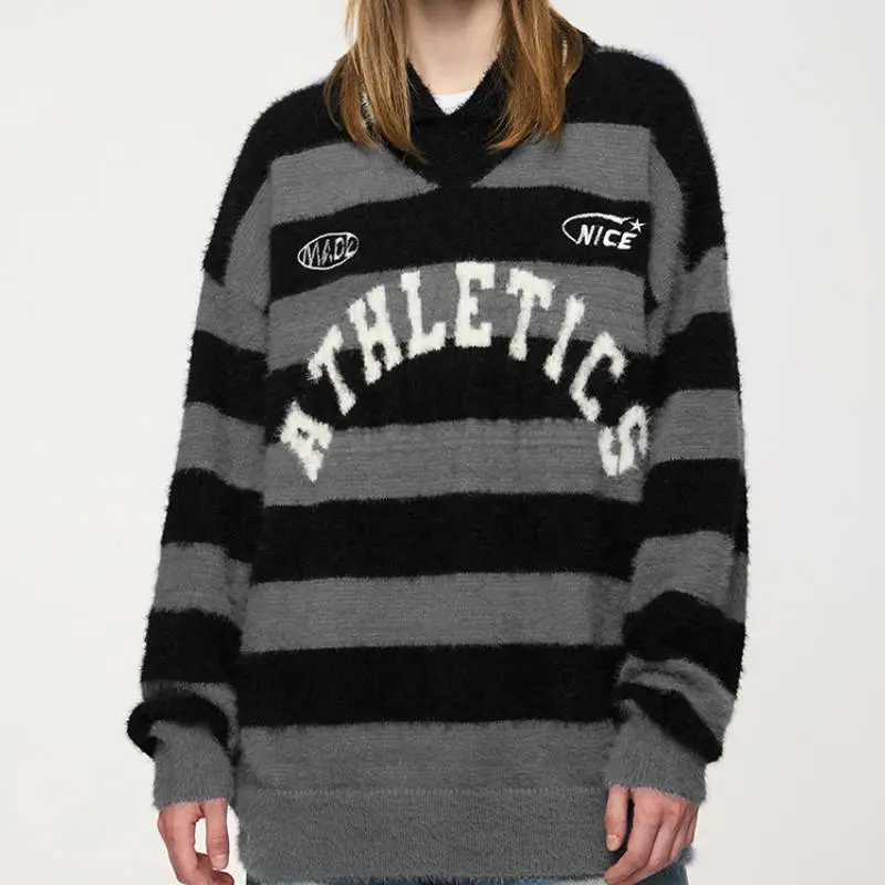Casual Striped Nylon Sweater-7