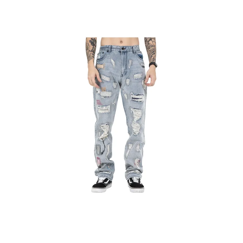 Retro Embroidered Ripped Jeans-2