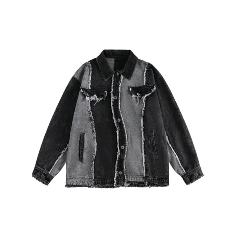 Retro Fried Stitching Casual Loose Denim Jacket-0