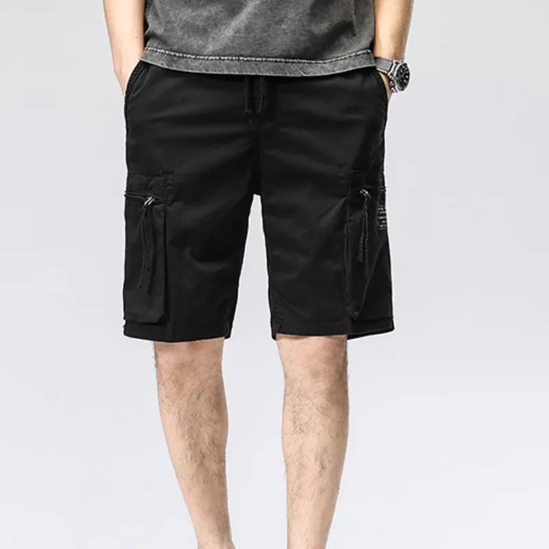 Sporty Loose Cotton Cargo Shorts-3