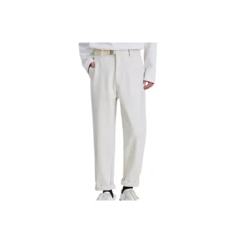Basics Simple Blended Synthetic Fabrics Casual Pants