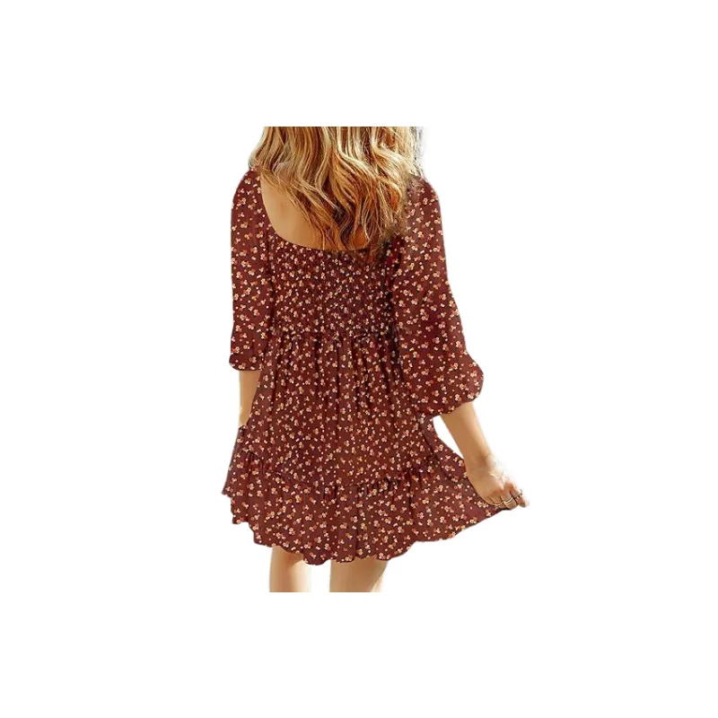 Fashionable All Over Print Polyester Dress Women-3